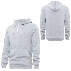 ผู้ผลิตเสื้อผ้าสตรีทแวร์แบบ OEM เสื้อโอเวอร์ไซส์เนื้อหนา ระบายอากาศได้ดี ผ้าฝ้าย 100% เสื้อผู้ชายแบบซิป 1/4  ทรงพูลโอเวอร์  รับผลิตตามแบบ - Product Image 1