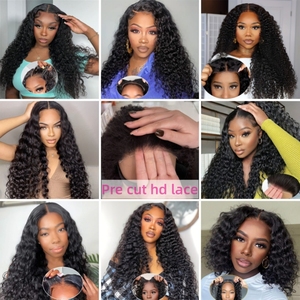 <span class=keywords><strong>Capelli</strong></span> Umani Brasiliani 4x4 Deep Wave per Parrucche Frontali in Pizzo, Colore Marrone <span class=keywords><strong>Chiaro</strong></span> Trasparente, per Donne di Colore - Product Image 5