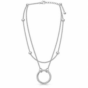 Collar con Colgante Circular de Doble Capa con Cuentas de Plata de Ley 925 para Mujer, Hecho a Mano, Estilo Minimalista, Unisex, para Uso Diario - Product Image 2