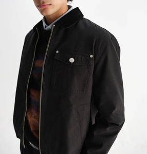 Custom Streetwear Fashion Vintage Washed Plus Size <b>Canvas</b> <b>Jacket</b> Zip up Heavy <b>Canvas</b> <b>Work</b> <b>Jacket</b> - Product Image 4