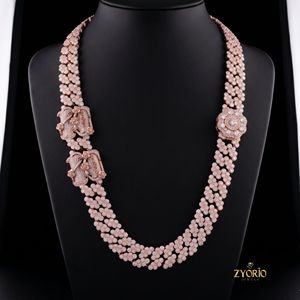 Luxury Rose Gold Cluster Diamond <b>Chain</b> Necklace for Men Women Iced Out CZ Stone Statement Hip Hop Jewelry - Product Image 1