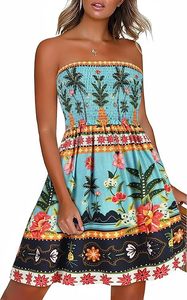 Robes d'été pour femmes, tenues de plage, robes sans bretelles, imprimé floral bohème - Product Image 3