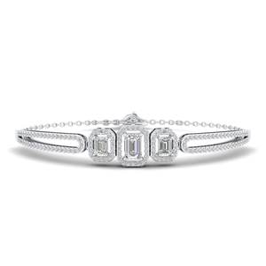 REYES Último Diseño Pulseras de Tenis de Moissanita de 1.36Ct con Corte Esmeralda en Oro Blanco de 14K para Mujer, Joyería Fina Certificada GRA - Product Image 1