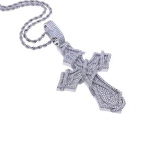 5AAA CZ Moissanite Diamond Hip Hop Iced Out Thorn <b>Cross</b> Pendant 14K Gold Plated Round Cut 925 Sterling Silver <b>Mens</b> Fine Jewelry - Product Image 4