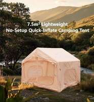 Tente gonflable portable facile à installer, imperméable et résistante au vent, 7.5 ㎡   Tente de camping gonflable avec de grands fenêtres de ventilation