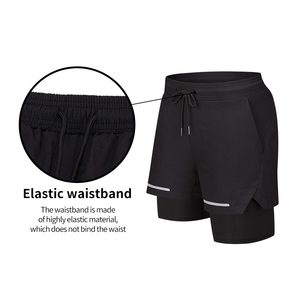 Pantalones Cortos Deportivos 2 en 1 Reflectantes y Sencillos para Hombre, Transpirables, de Secado Rápido, con Forro de Compresión, Cordón Ajustable, Cintura Media y Bolsillos Laterales - Product Image 2