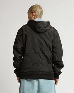 Veste bomber à capuche noire pour homme, matière polyester, coupe classique, couleur unie - Product Image 2