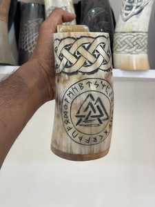Mug à boire en corne de buffle de style médiéval, artisanal, anti-fuite, pour cosplay, reconstitution historique et décoration rustique de la maison - Product Image 5