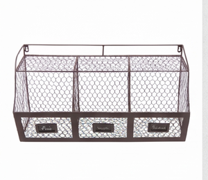 Premium Rustic Metal Wire Storage <b>Basket</b> Wall Mounted For Kitchen Organization And Neatening Use Elegant Home Decor - Product Image 4