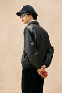 Vintage Vegan Leather <b>Jacket</b>-Windproof Waterproof Breathable Men's Full Sleeve All Seasons - Product Image 4