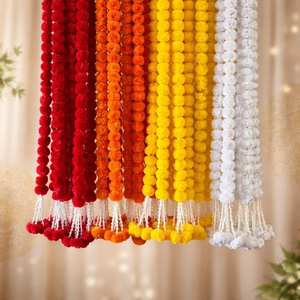 Indian <b>gold</b> Garland Artificial Flowers for Wedding Party Diwali Mexican Day Haldi Mehndi Wedding Decorations Party <b>Strings</b> - Product Image 2