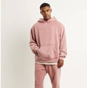 Sweat-shirt à capuche rose surdimensionné pour homme, pull décontracté streetwear avec logo personnalisé - Product Image 1