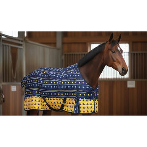 Manta Enfriadora Impermeable Azul Marino para Caballo con Patrón de Estrellas Amarillas, Malla Transpirable, Antitranspirante, con Correas Cruzadas de Acero Inoxidable - Product Image 2