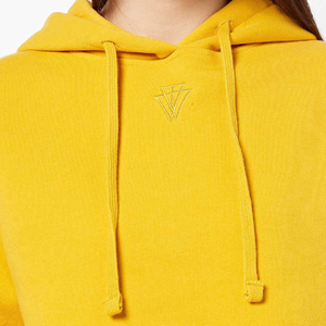 Sudadera con Capucha Amarilla para Mujer, Manga Larga, Tejido de Punto, Color Sólido, Corta, Transpirable, para Otoño - Product Image 6