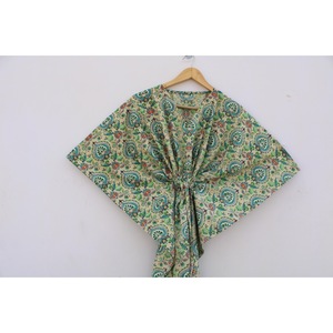 SHYAM EXPORT Bata de Verano Casual para Mujer, 100% Algodón, Estampado Floral, Manga Corta, Cuello en V, con Cordón Ajustable, Transpirable - Product Image 3