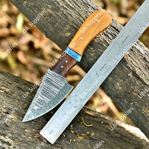 Couteau tactique EDC artisanal en acier Damas à pointe tombante, motif torsadé, pour la chasse, le camping, avec manche ergonomique en bois et étui en cuir, ODM - Product Image 3
