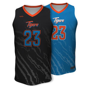 Camiseta sin mangas de baloncesto con logo personalizado, diseño de cuello en V, estampado sublimado 23, material de poliéster transpirable, talla grande. - Product Image 2