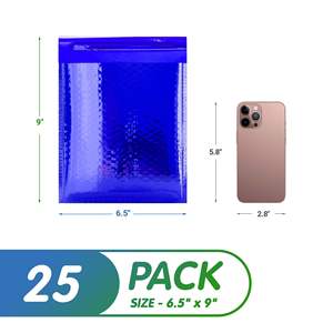 Bleu métallisé 6.5X9 pouces enveloppes à bulles enveloppes rembourrées étanches 25 Pack choses fragiles expédition feuille sacs d'expédition - Product Image 2