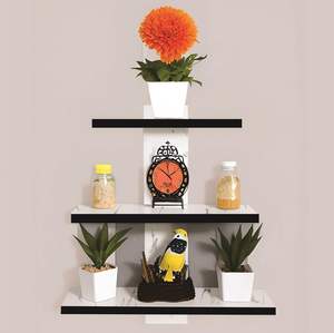 Estante de Pared de Madera Moderno y Atractivo, Artículos de Decoración para el Hogar, Acabado Brillante, Juego de 1, Blanco - Product Image 1