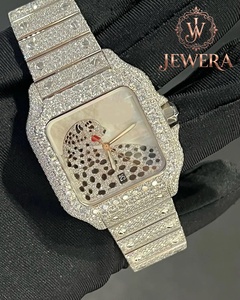 Indian Manufacture Refined Stainless Steel Silver Mossinate Diamond Watch Premium <b>Gift</b> <b>for</b> Special Occasions and Celebrations - Product Image 1