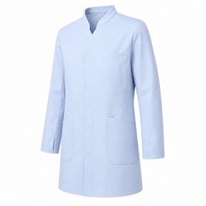 Bata de Laboratorio Médica Gris Pálido con Cuello de Solapa, Uniforme de Doctor Personalizado al por Mayor, Ropa de Trabajo Unisex para Equipos de Clínicas y Farmacias - Product Image 3