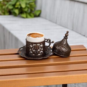 1 tasse à café turque, grecque, arabe, espresso avec soucoupe (Lale) (cuivre antique) en métal écologique - Product Image 2