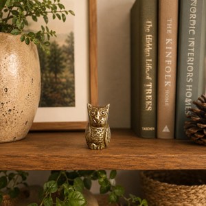 SHUBHAM Vintage Owl Figurine Brass Tone Animal Sculpture Decorative <b>Ornament</b> for Home Hotel Decor - Product Image 2