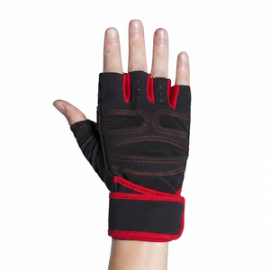 Custom Brand Name Boxing Gloves Gel Padded <b>PVC</b>/PC/Leather Breathable Protective Durable Half Finger Red <b>Trim</b> Eco-Friendly Gym - Product Image 2