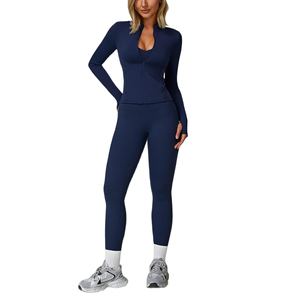 Ensembles de yoga personnalisés à séchage rapide, couleurs variées, respirants, doux et durables pour femmes, taille mi-haute, 3 pièces, en Spandex/Nylon, col rond, pour la gym et le fitness. - Product Image 3