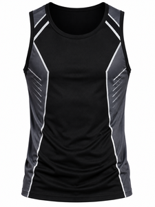 Débardeur Sportif Homme Gris Marine Uni Séchage Rapide Respirant Écologique Sans Manches Col Rond en Polyester Tricoté - Product Image 4