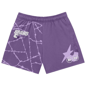 Women <b>Mesh</b> Shorts 160 GSM Breathable Polyester Fabric Brown Graphic Print Panel Design Custom <b>Screen</b> Print Logo women's shorts - Product Image 5