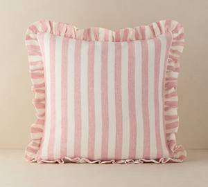 Fundas de Cojín a Rayas Tejidas 100% Algodón, Fundas Decorativas para Almohadas de Estilo Rústico, Fundas de Almohada de Algodón con Borde de Volantes Suaves - Product Image 3