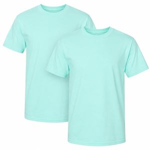 Men's Regular <b>Fit</b> Cotton T-<b>Shirt</b> O-Neck Short Sleeve Solid Color Casual Jersey Knit <b>White</b> and Navy Blue - Product Image 2