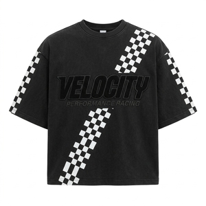 เสื้อยืดสไตล์อเมริกันแบบยูนิเซ็กซ์ ทรงหลวมไหล่ตก ทรงเรโทร ผ้าฝ้าย 100% เนื้อหนา พิมพ์ลายวินเทจ สั่งทำได้ - Product Image 1