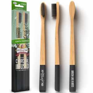 Brosse à dents en bambou au charbon de bois à poils doux peints en profondeur avec manche en bois pour un nettoyage en profondeur - Product Image 6