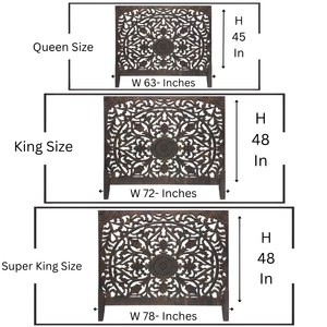 Tête de lit sculptée à la main en bois, finition cuivre brun, taille King Size, en bois d'ingénierie, motif Mandala, décoration murale pour lit - Product Image 6