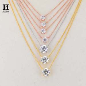 Collier pendentif solitaire classique en diamant taille brillant rond, or blanc 18 carats, bijoux fins - Product Image 2