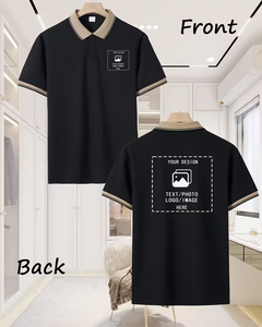Black Cotton Polo Shirt Men Breathable Short Sleeve Work Fashion Custom Logo Printing Silk Screen Oem Service - Product Image 1