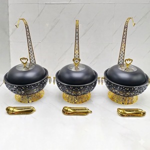 Luxury Gold Stainless Steel Chafing Dish Set with Dome Cover Round Buffet Food Warmer for Wedding Catering Banquet - Product Image 5