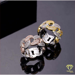 925 Sterling <b>Silver</b> Moissanite Diamond Interlocking Link <b>Ring</b> <b>Chunky</b> Statement Jewelry For Wholesale Fashion Buyers - Product Image 2