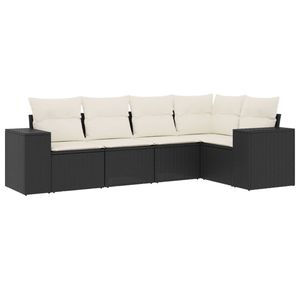 Conjunto de Sofás Modulares Grandes de Ratán PE Negro para Jardín, Muebles Modernos para Exteriores - Product Image 2