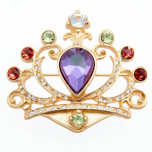 Broche de Corona de Metal con Cristales y Pedrería Plateados, Personalizados con Serigrafía, para Regalos y Souvenirs - Product Image 5