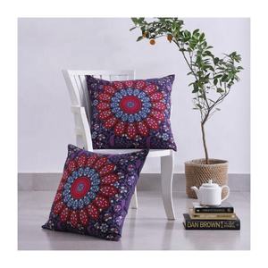 Latest Round Mandala Black And White Printed 100% Organic Cotton GOTS Certificate Decoration New Arrival Cushions With Handle - Product Image 2