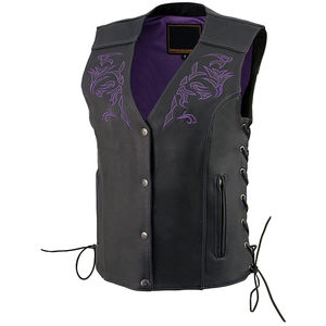 Chaleco de Cuero Genuino para Mujer, Cuello en V, Sin Mangas, Personalizable con Logotipo, Invierno 2025, Resistente al Viento, Impermeable, Ecológico, Tejido, para Montar - Product Image 3