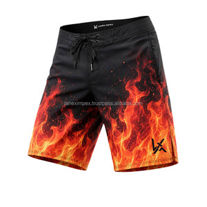 Shorts de bain pour hommes personnalisés à motif flamme rouge, séchage rapide, imprimés par sublimation, 100% polyester, shorts de plage athlétiques - Product Image 2