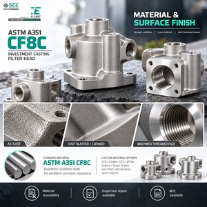 Cabezal de filtro ASTM A351 CF8C, fundición por cera perdida ASTM A743 WCB CF8M CF8 SS304 SS316 CA15 con rosca - Product Image 3