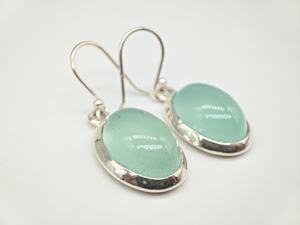 Boucles d'oreilles en cristal de calcédoine aquatique naturelle, faites à la main, en argent sterling 925, bijoux pour femmes, luxe, style bohème, boucles d'oreilles en pierres précieuses de créateur - Product Image 5
