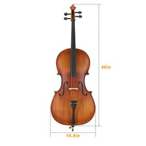 Pannello per Violoncello 4/4 in Abete Opaco Colore Naturale con Borsa, Arco, Resina e Ponticello Corde Incluse - Product Image 3