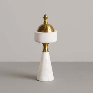 Juego de quemador de incienso Bakhoor redondo de mármol, quemador de Oud Mabkhara de latón, decoración árabe de lujo para el hogar, calidad de exportación - Product Image 5