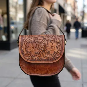 Vegan Leather Vintage Crossbody bag strap style <b>Handbag</b> for women office use Flap closure Crossbody bag - Product Image 4
